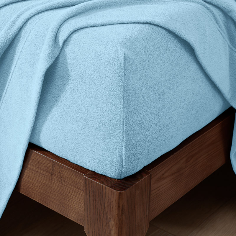 Micro Fleece Super Soft Fitted Sheet, Queen Fitted Sheet, Light Blue