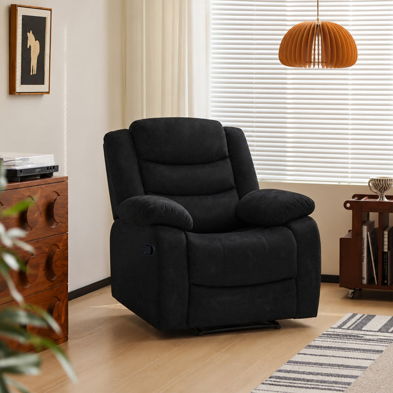 Frithiof Nyberg 35" Microfiber Manual Recliner, Black