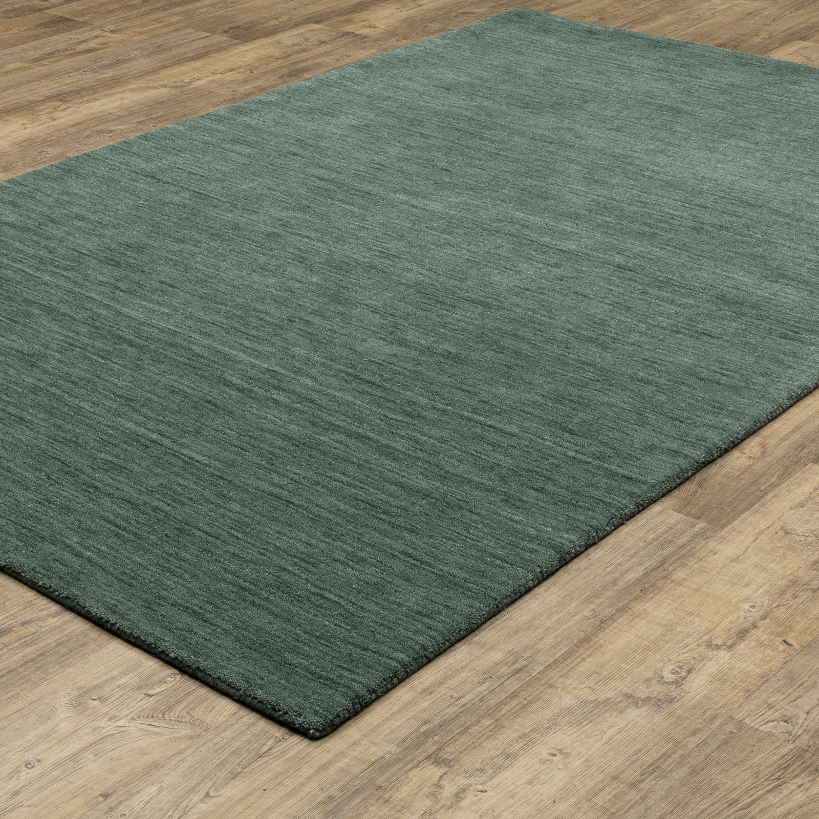 Yolandi Teal Hand-Tufted Wool Rug, Rectangle 6' x 9'