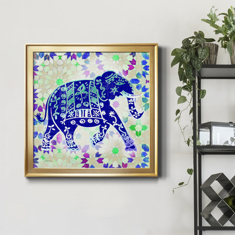 Painted Elephant I - Single Picture Frame Print on Canvas, Gold, 28" H x 28" W x 1" D