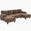 Canapé modulaire en U en chenille de 103,5 po avec double méridienne, poches de rangement et coussins d'accoudoirs pour le salon, brun-389010385