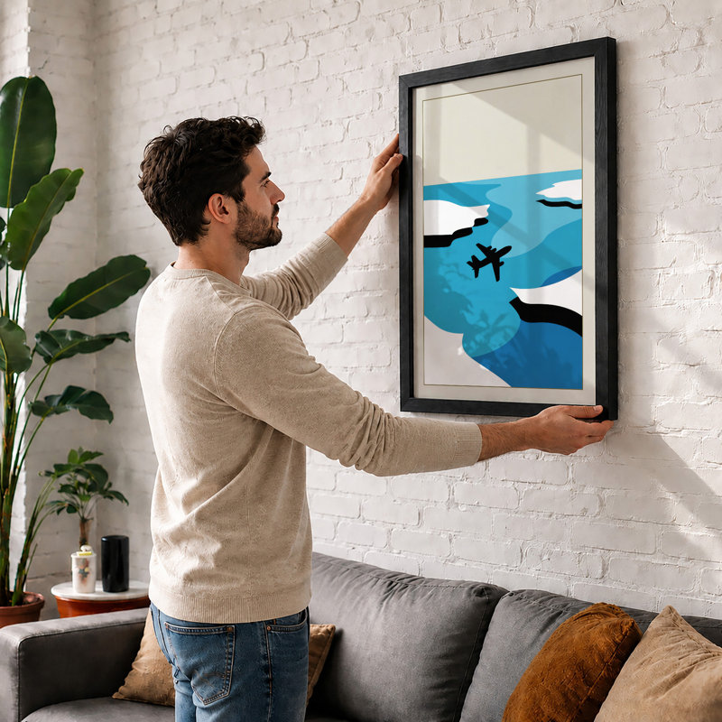 Airplane Above Clouds Modern - Print, A1 - 84.1 x 59.4 cm, Oak
