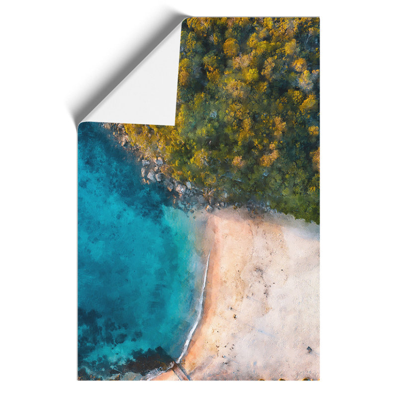 Forest Beach Painting - Frameless Print, 59cm H x 42cm W x 0.1cm D