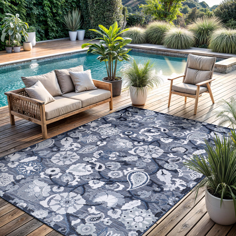 Tapis floral intérieur / extérieur, Rectangle 5 pi 3 po x 7 pi