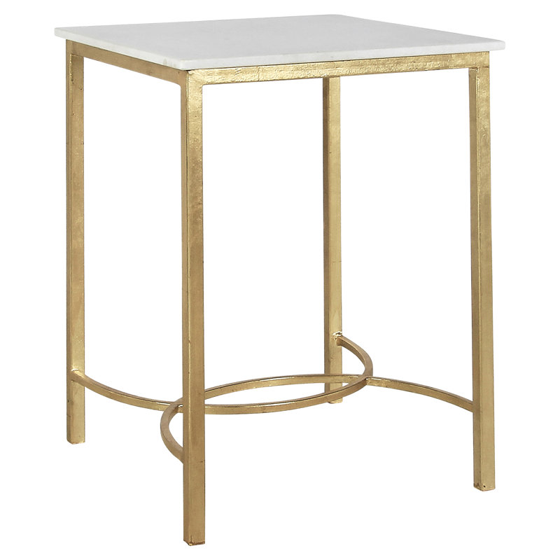 Lilian End Table, Carrera Marble, Gold Leaf