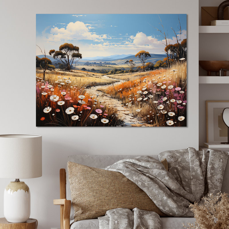" Countryside Spring Meadow ", 12" H x 20" W x 1" D, Wrapped Canvas
