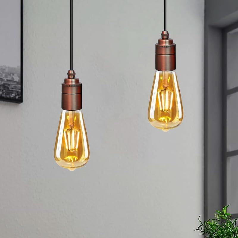 Vintage E27 Metal Ceramic Lamp Holder Bulb Socket, Edison Screw Light Bulb Socket Adapter for DIY Ceiling and Pendant Lighting