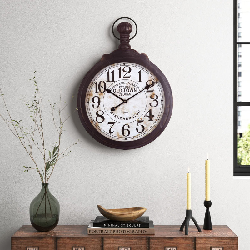 Horloge murale 23,6 po Maness, Brun foncé