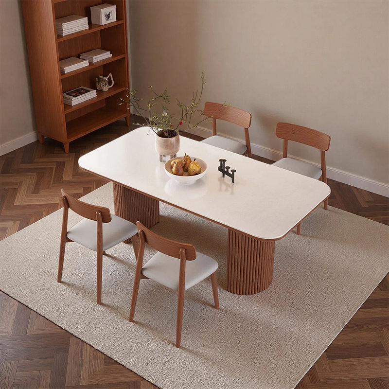 Simple, retro and fashionable dining table sets, 29.52"H x 62.99"L x 31.49"W, 5 Pieces: Table, 4 Chairs