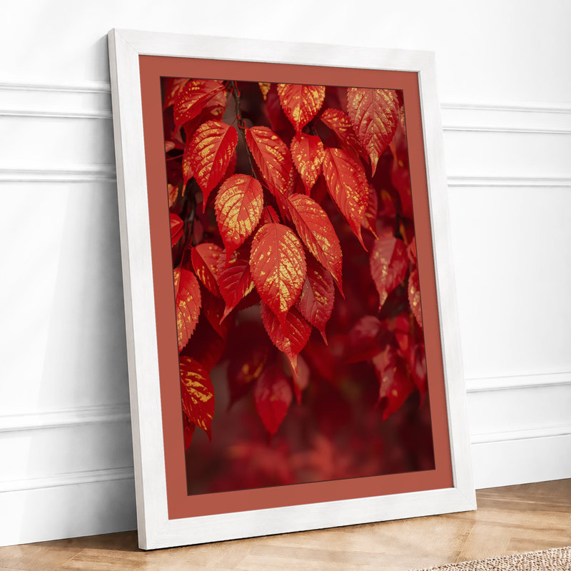 Autumn Foliage Botanical - Framed Print, A3 - 42.0 x 29.7 cm, White