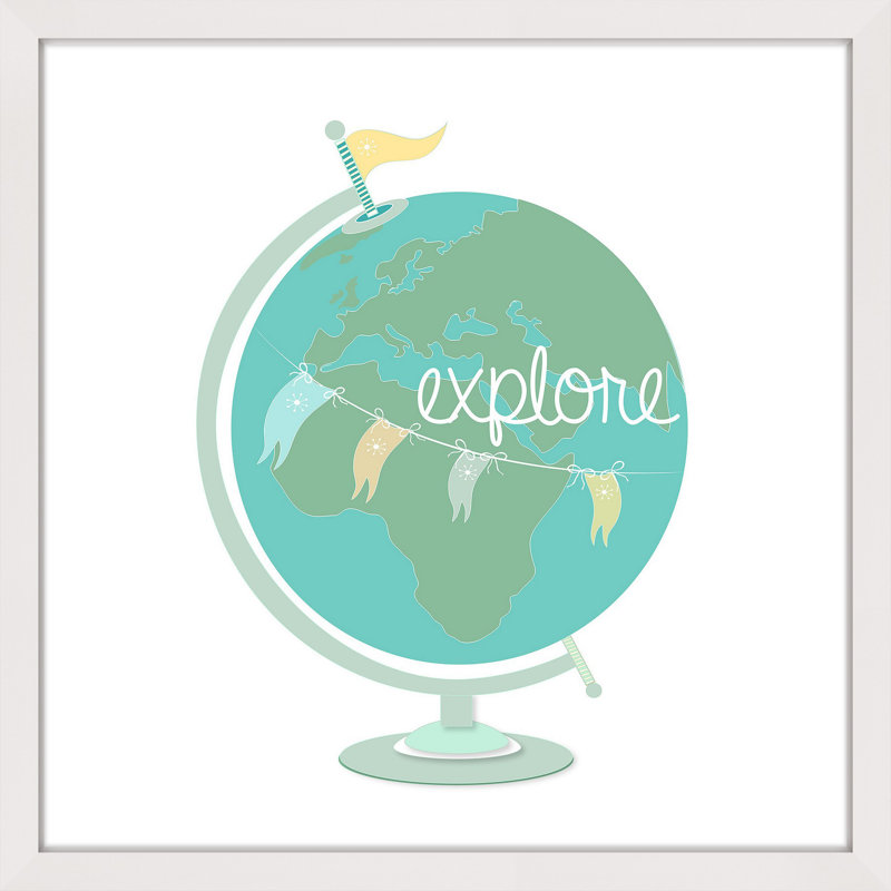 «Explore Globe» par Karen Zukowski, reproduction encadrée, H 12 po x l 12 po x P 1,5 po