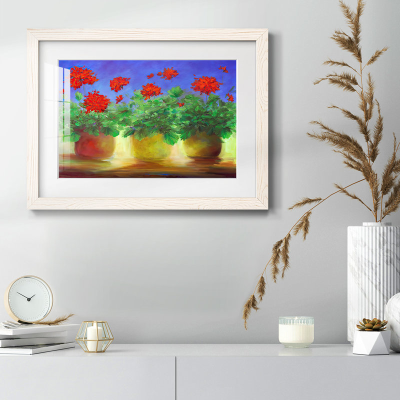 Geraniums II, reproduction d'art encadrée, Blanc, H 26 po x l 38 po x P 1,5 po