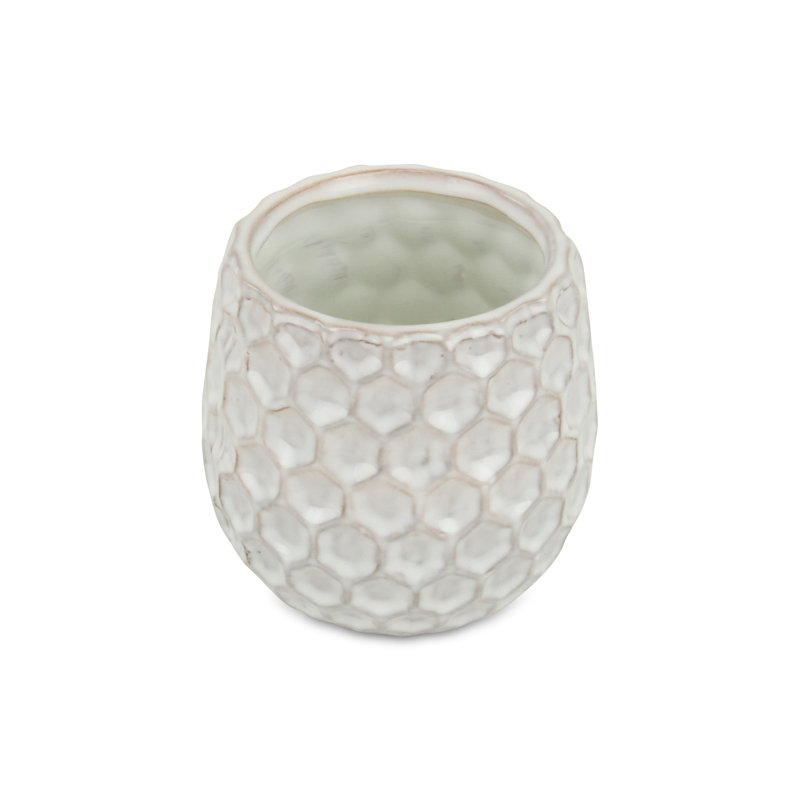 Pot à fleurs en céramique Eddins, Blanc, H 4 po x l 4,25 po x P 4,25 po