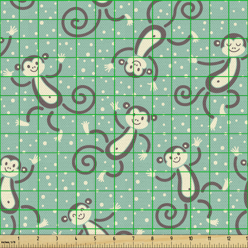 Charls Funny Creatures With Curling Tails On A Background Of Polka Dots Multi-Purpose Fabric