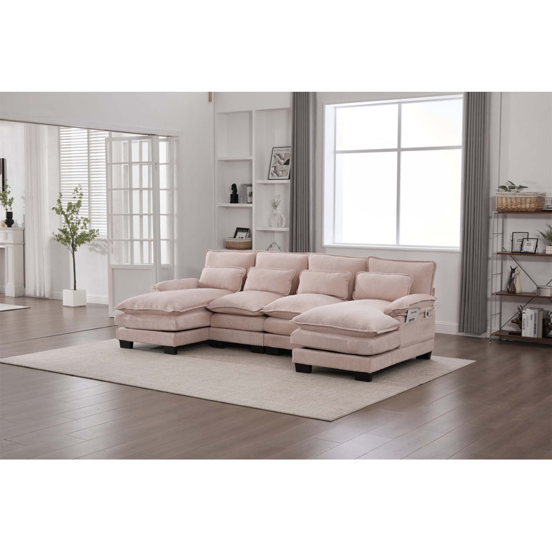 Canapé confortable en forme de U avec méridienne double, mousse à mémoire de forme et conception modulaire pour une expérience de salon relaxante