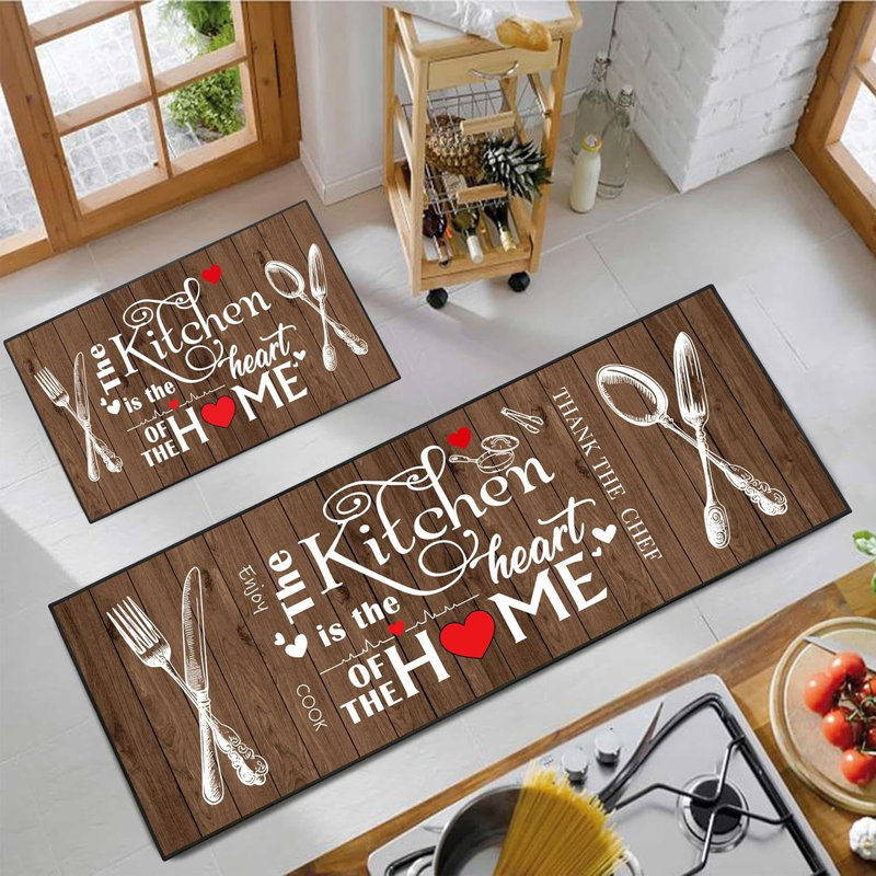 Tapis de cuisine rustique Farmhouse 2 pièces, tapis de sol absorbants lavables