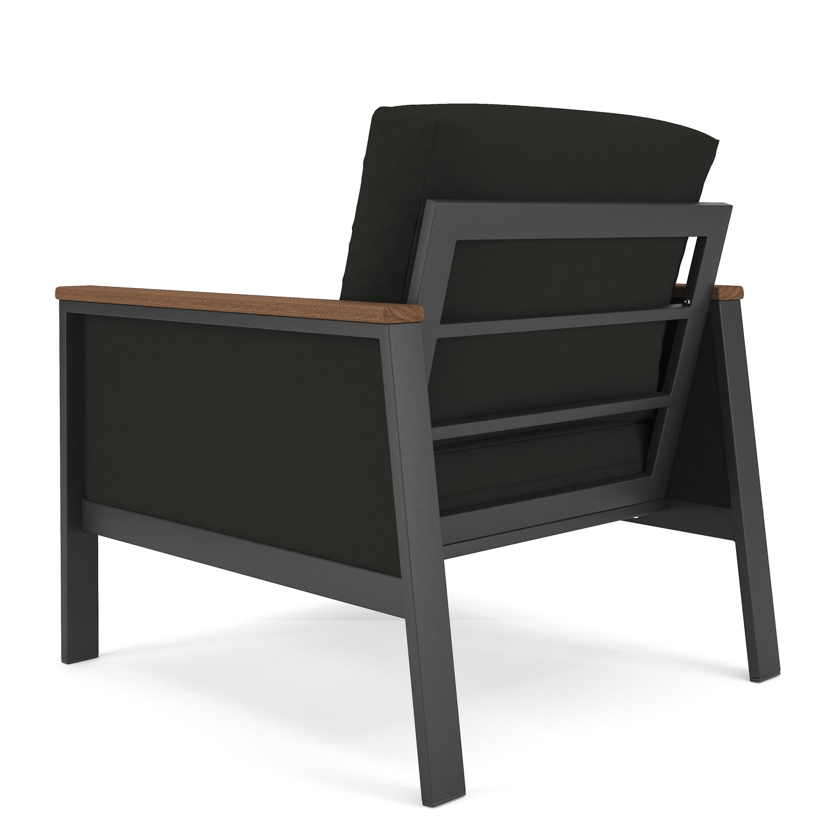Townsend Sunbrella® Patio Lounge Chair, Canvas Black, Brown/Canvas Black