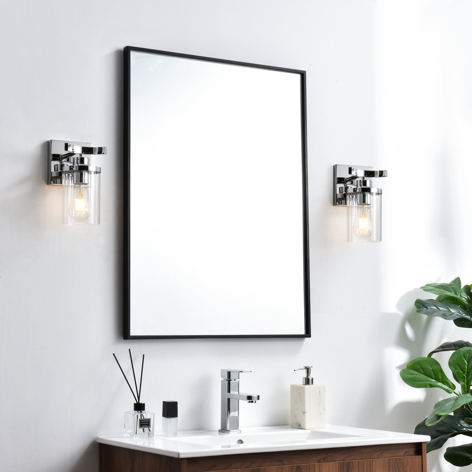 Dariela Dimmable Vanity Light, Chrome, 1 Light, 10" H x 5" W x 5" D