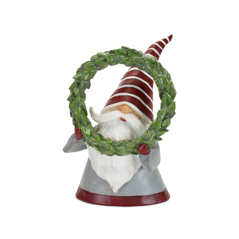 Festive Red and Grey Resin Holiday Gnome Figurine Set