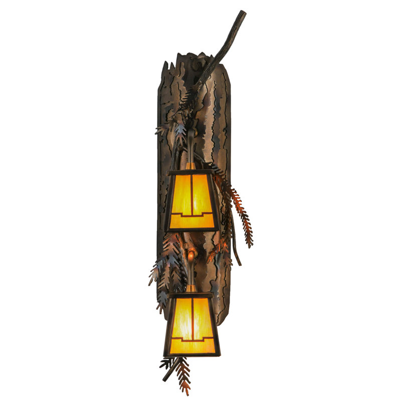 Bronze 2-Light Pine Branch Wall Sconce