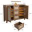 Buffet en rotin, armoire à café avec 3 tiroirs, armoire de rangement Boho pour la salle à manger, le salon, le vestibule, chêne clair / foncé-2077563206