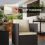 Ensemble de mobilier de patio 3 pièces, ensemble de bistro pliant en osier avec coussins et table basse en verre, facile à assembler pour la véranda, balcon, brun