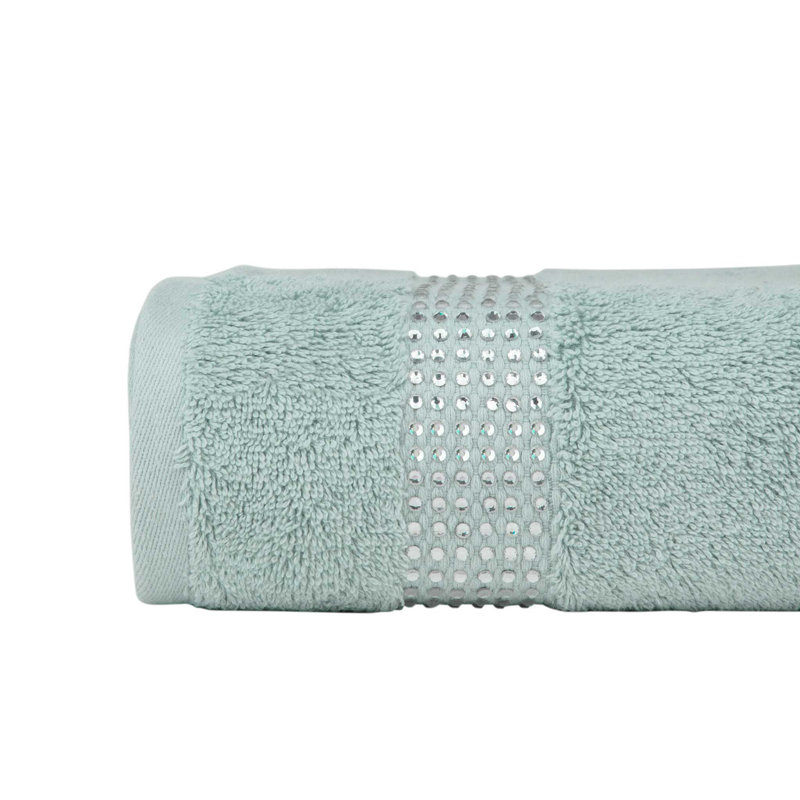 Sparkles Home Stripe Rhinestones Bath Towel | 100% Turkish Cotton Terry Cloth | Machine Washable, Aqua Blue