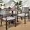 Chaise de salle à manger d'extérieur en aluminium pour 2 personnes avec coussins gris foncé et argentés, aspect eau, profondeur 24,07, hauteur 32,34, structure stable, assemblage requis avec lattes ouvertes, nécessaire, poids léger