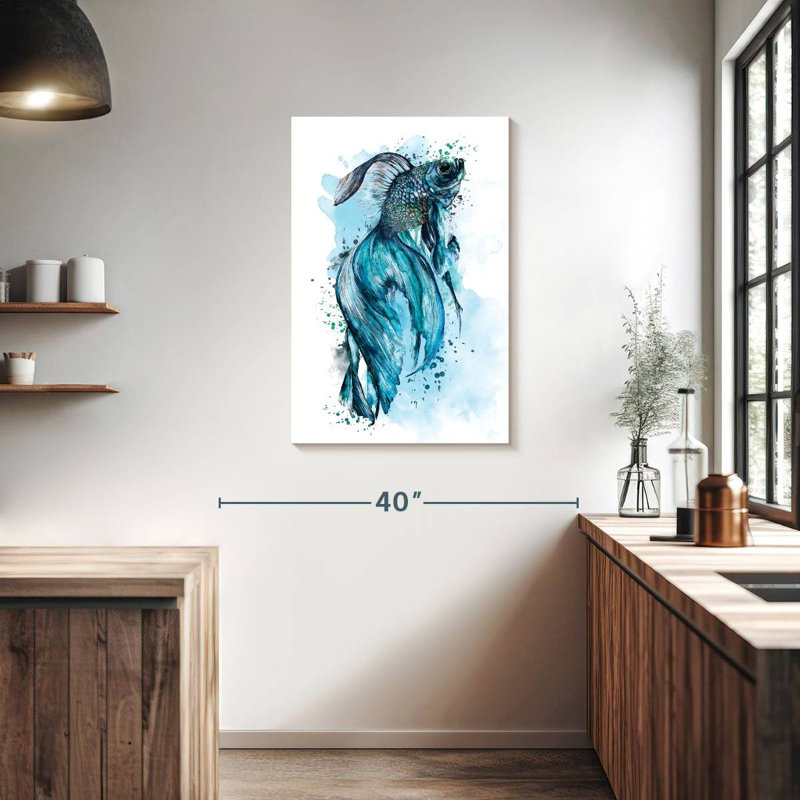 Blue Betta Fish Splash, 36" H x 24" W