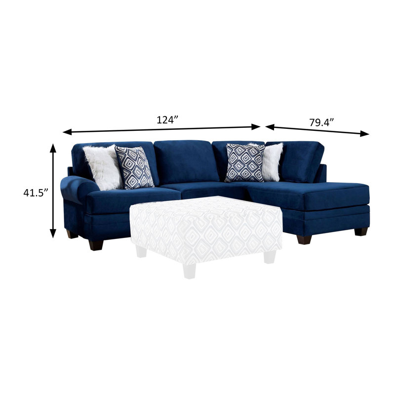 Canapé modulaire 124 po, marine, Microfibre bleu marine
