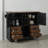 54" Farmhouse Kitchen Island on Wheels with Drop-Leaf, Power Outlet & Wine Rack | Black Mobile Prep Station, Breakfast Bar & Home Server-1288968549