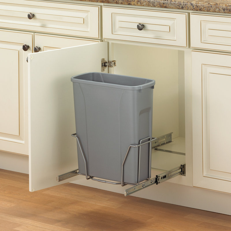 Poubelle escamotable 5 gallons Real Solutions, Gris, H 17,3 po x l 14,375 po x P 16 po
