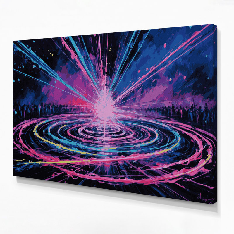 «Music Dance Floor Lights and Lasers», art mural sur toile grise, H 8 po x l 10 po