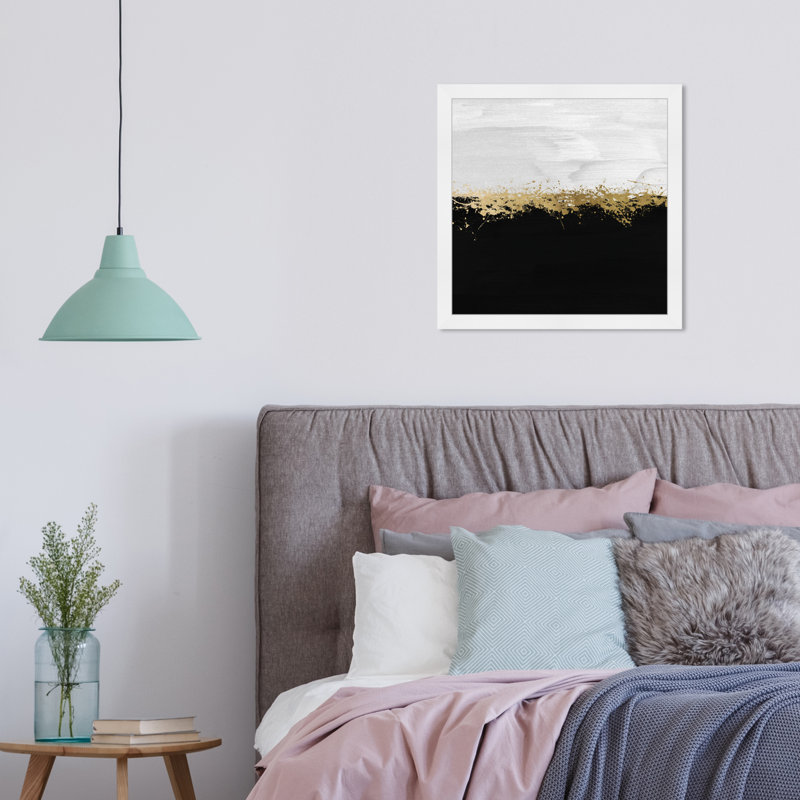 Photographie abstraite noire et blanche aux tons abstraits scandinaves pour le salon, H 18 po x l 18 po, Cadre blanc