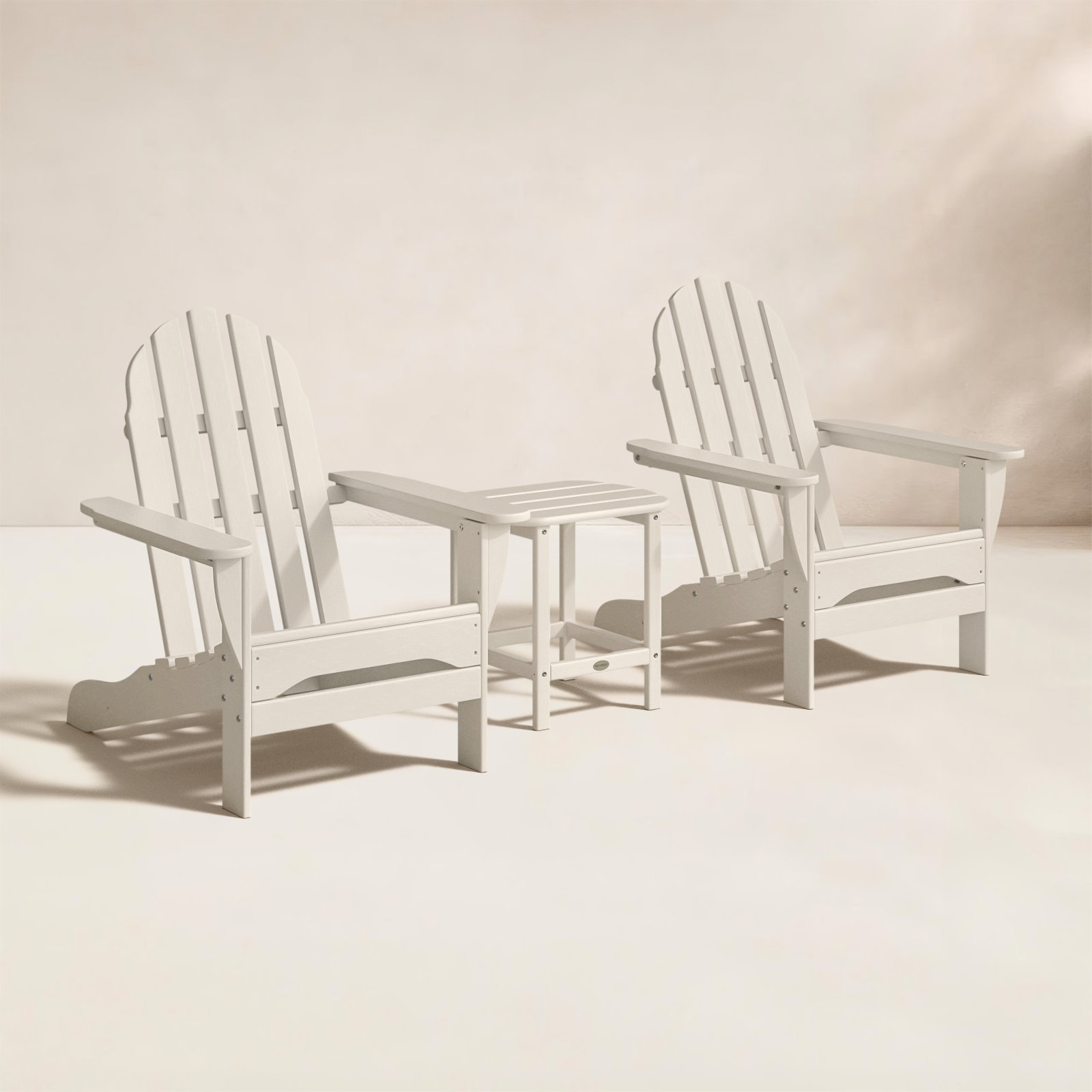 Classic Adirondack 3-Piece Set with South Beach 18" Side Table, Sand