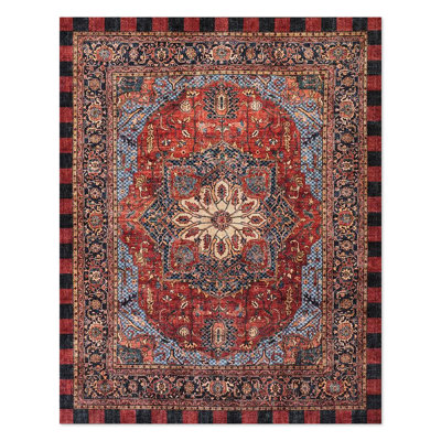 Heriz Checked Red Washable Rug