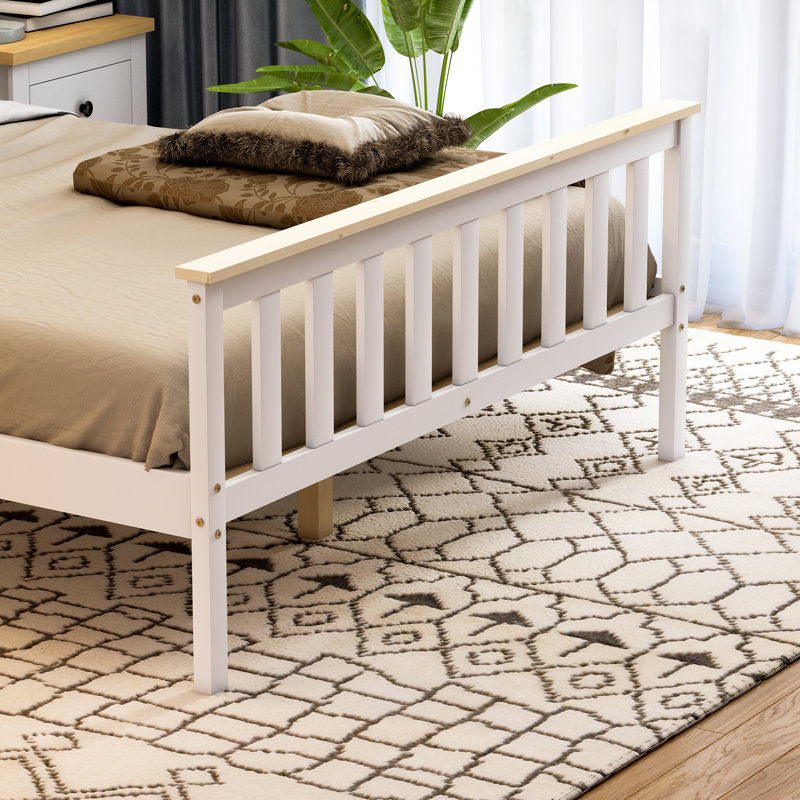 Solid Wood Bed, White/Pine, Double (4'6)
