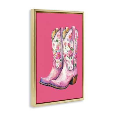 Glam Cowgirl Boots on Pink Floating Frame, design by Lettered and Lined