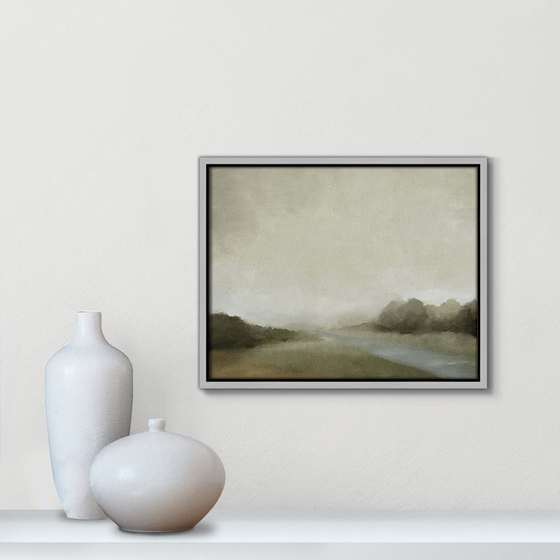 Vanora "Lovers Creek" Watercolor Floater Frame Painting , 12.5" H x 15.5" W, Silver