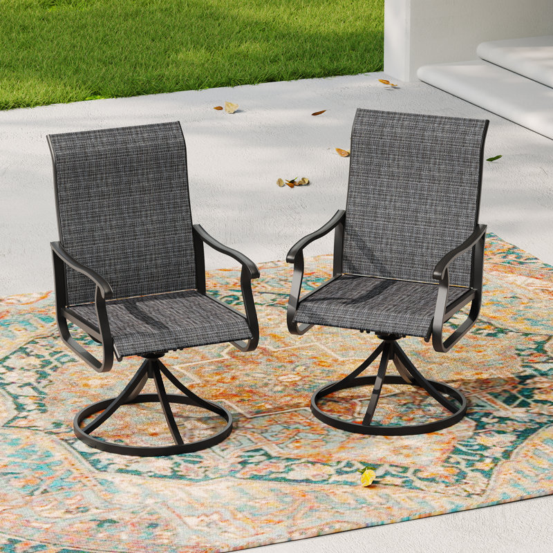 Fauteuil de patio pivotant Tylo, Gris foncé / Noir