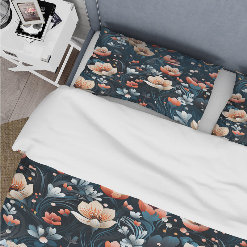 Romantic Peach Love Blossums Dreams - Ensemble de housse de couette à motif floral