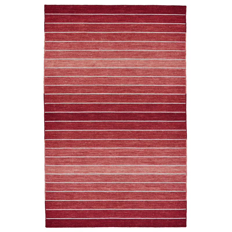 Tapis rouge en laine tissé à la main Theophania, Rectangle 5 pi x 8 pi