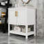 Meuble-lavabo de salle de bain avec lavabo en céramique, tablette Botom et armoire de rangement-941088262