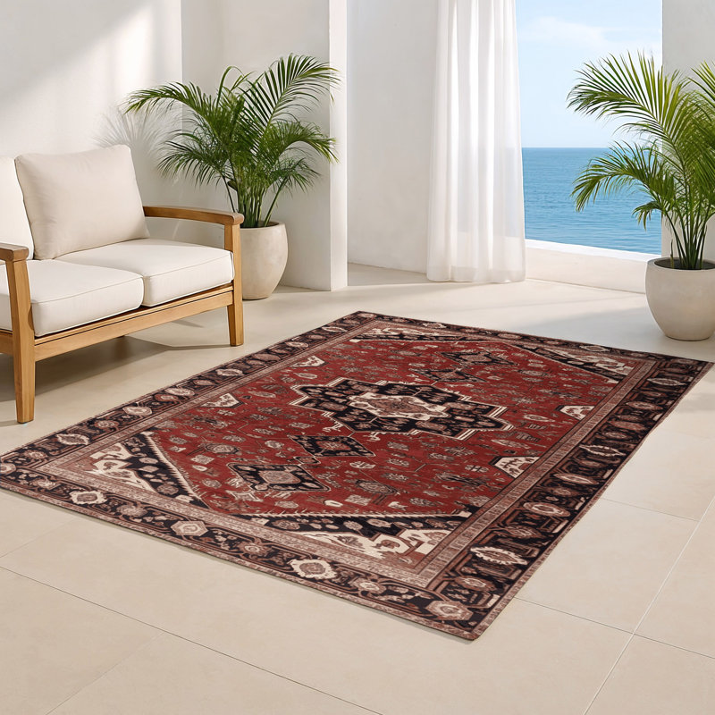 Tapis d'intérieur et d'extérieur brun Persian, Rectangle 5 pi x 7 pi
