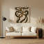 Art mural abstrait en métal beige 47-431653720