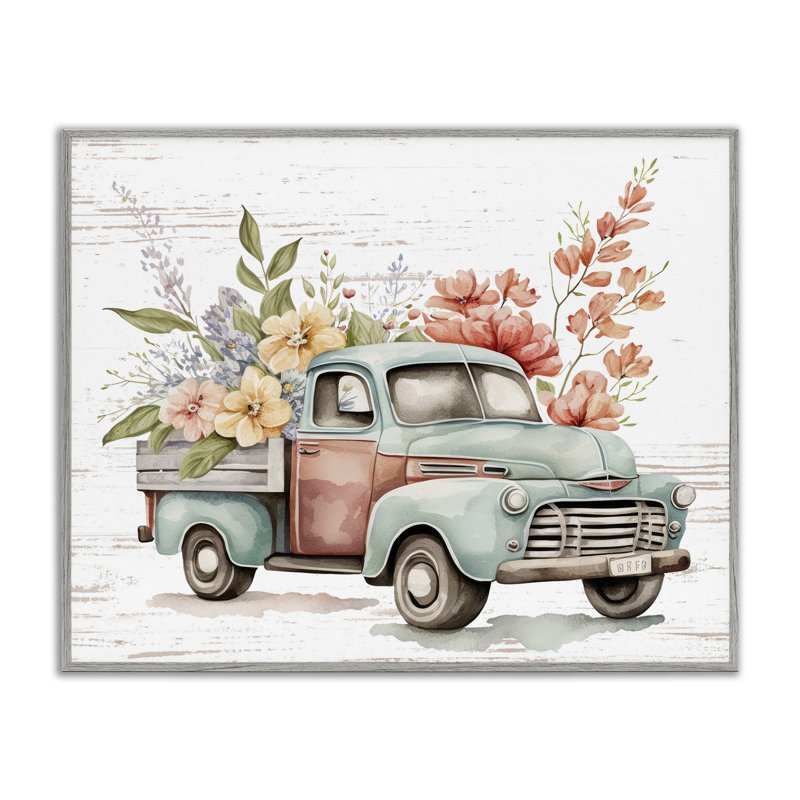 Art de giclée encadrée par camion, H 11 po x l 14 po, Estampe numérique Farmhouse