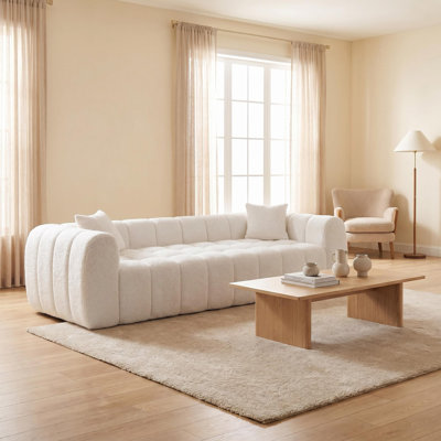 Marshmallow Cloud  Compressed  Sofa, 102.7" Oversized  with Two Cushions, Modern Soft Boucle Sofa for Living Room, Apartment