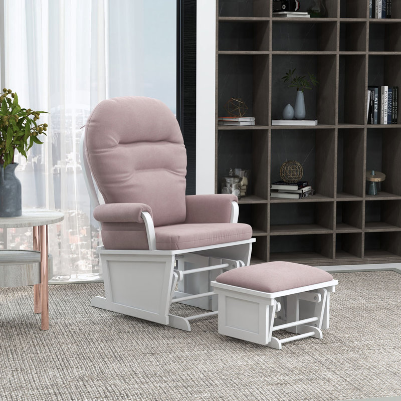 Chaise berçante avec repose-pieds, Rose