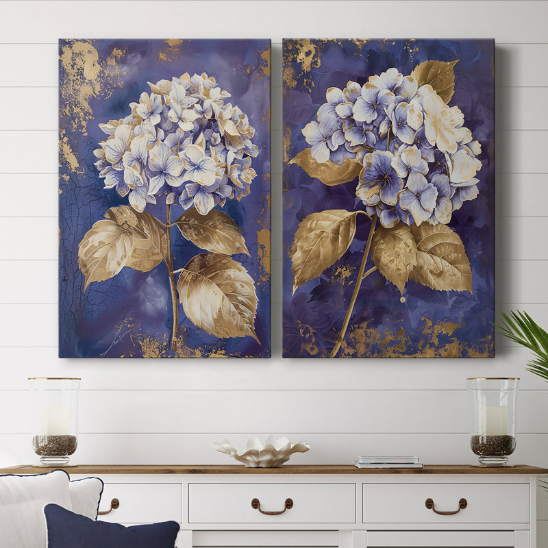 Série FLORAL CCXV - Toile tendue avec châssis de qualité supérieure - Prêt à accrocher, H 48 po x l 64 po
