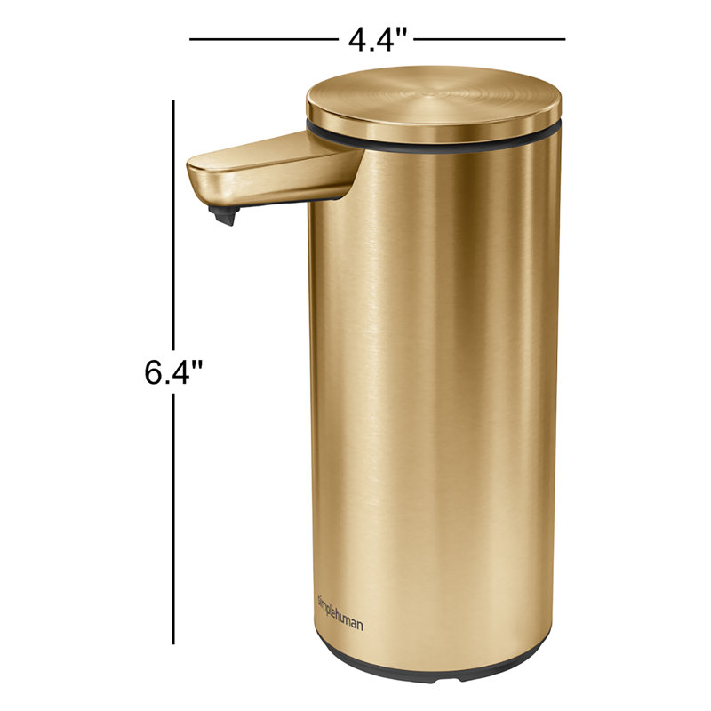 simplehuman 9 oz. Touch-Free Rechargeable Sensor Liquid Soap Pump Dispenser, Brass